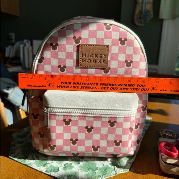 Disney Mickey Mouse Pink and White Checkered Backpack - Picture 10 of 12